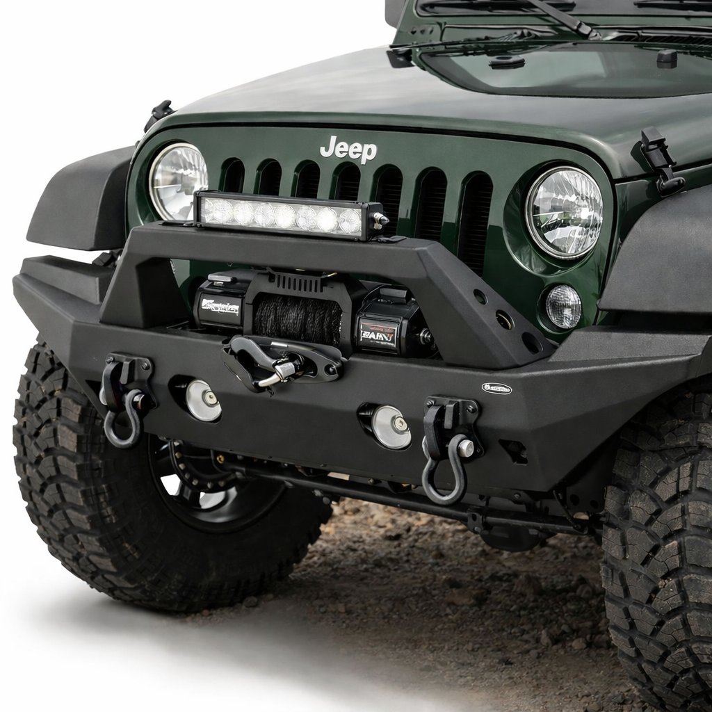 Quadratec Aluminum Brute Strength Winch-Ready Front Bumper — Full Width for Jeep Wrangler JK