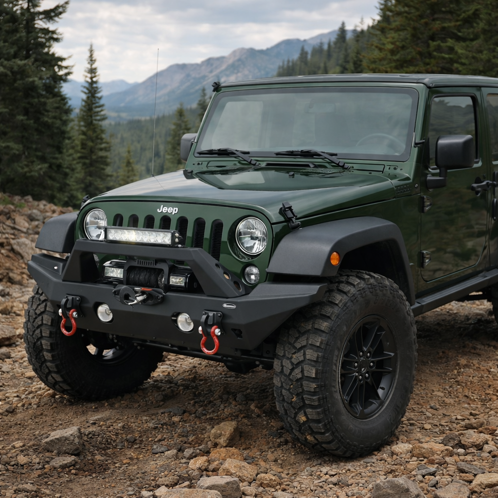 Quadratec Aluminum Brute Strength Winch-Ready Front Bumper — Full Width for Jeep Wrangler JK
