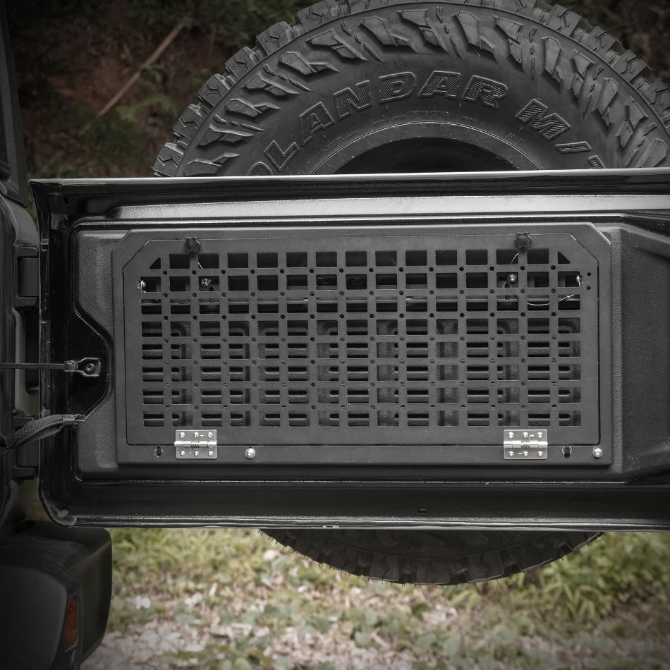 Tailgate Table Rear Foldable Cargo Shelf Aluminum Alloy Storage Shelf MOLLE Panel for Jeep Wrangler JK JKU and for JL JLU-2