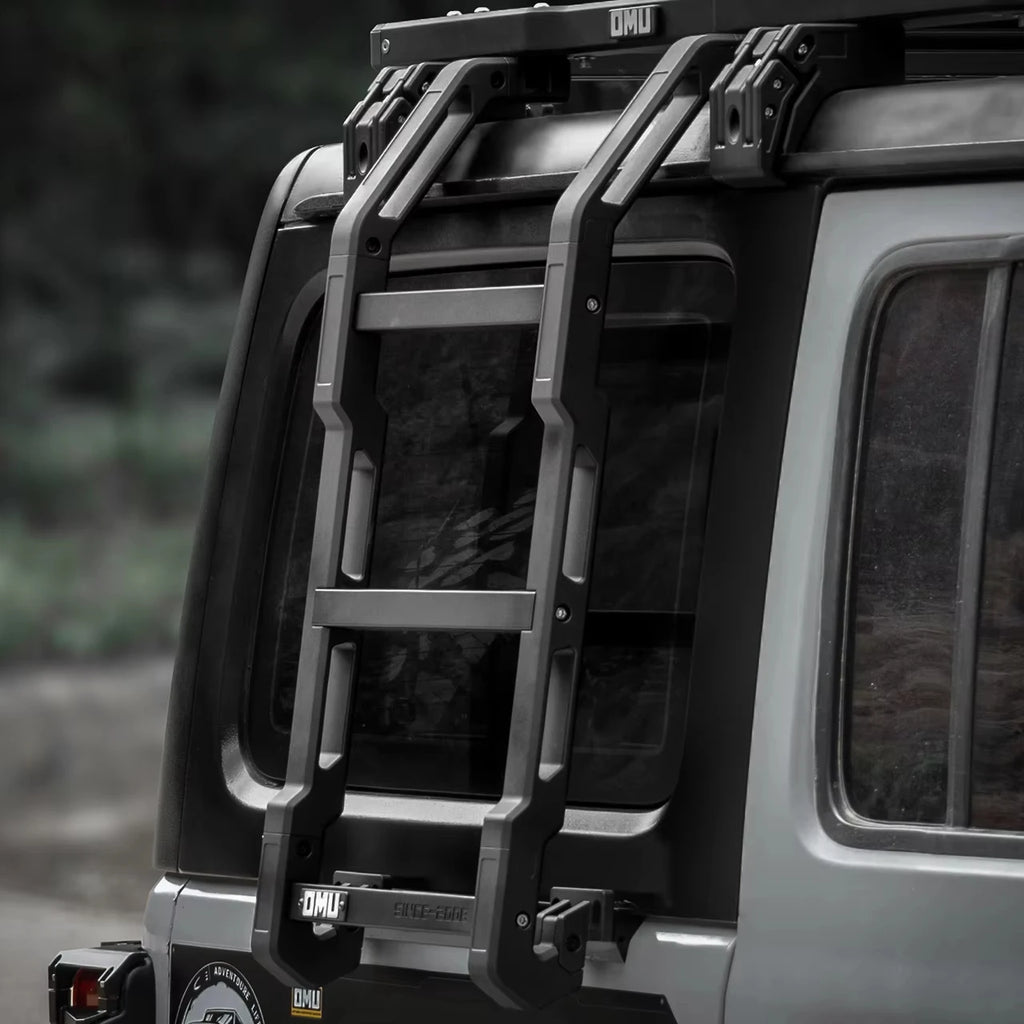 OMU New Design Rear Window Side Ladder for Jeep Wrangler JL Black Aluminum Ladder Off Road Accessories-2