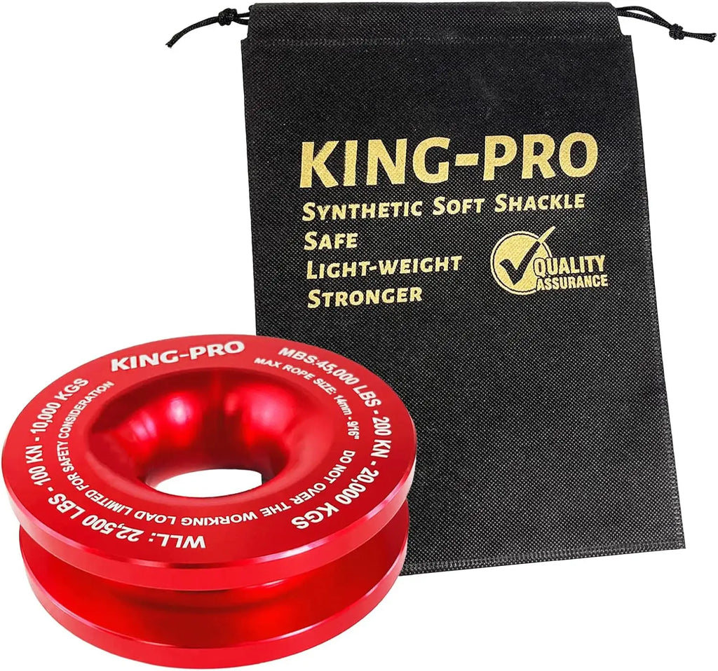 45000 Lbs Winch Snatch Recovery Ring ATV/UTV/SUV/Truck Off-Road Emergency Tool with Soft Shackle Pulley Towing Winch Block (Red)-2