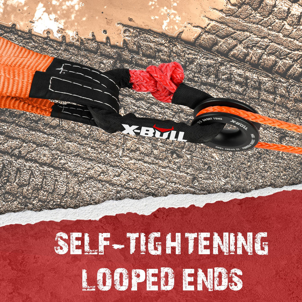 Recovery Ring Soft Shackle Kit Snatch Block Pulley Rope Snatch Ring